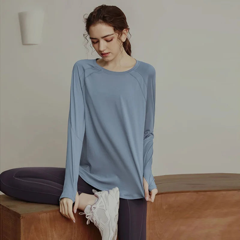 Long Sleeve Yogawear Blouse Workout Gym Clothing